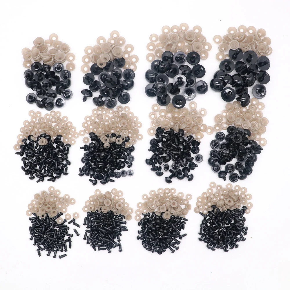 Black Plastic Safety Eyes for DIY Crafts and Toy Decor (50/100pcs, 5-18mm)