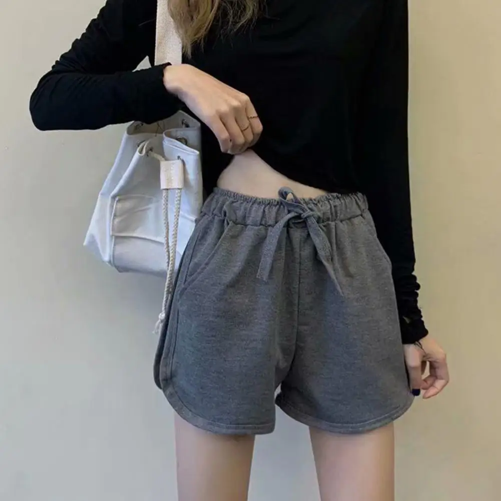 

Women Summer Shorts Drawstring High Elastic Waist Short Pants A-line Side Pockets Beach Sport Jogging Yoga Shorts