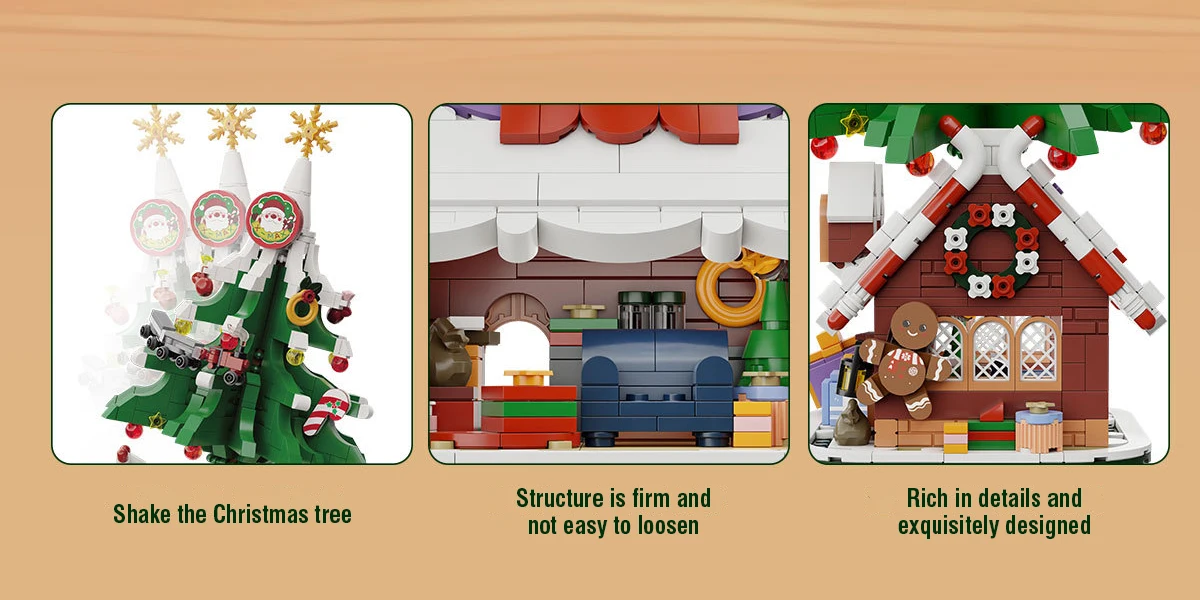 Weihnachten Geschenke Weihnachten Baum Haus Bausteine Santa Claus Kinder Figuren Montage Spielzeug Micro Ziegel Spielzeug für Neue Jahr Party – Detail 4