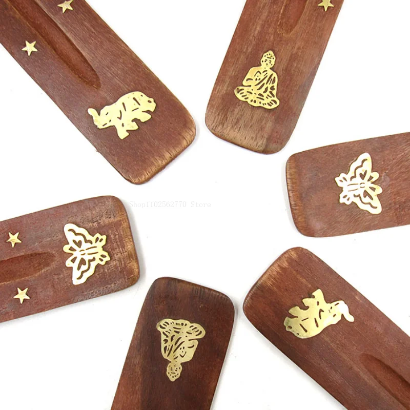 India Natural Wooden Incense Holder Pure Handmade DIY Bedroom Line Incense Base Holder Aromatherapy Home Accessories