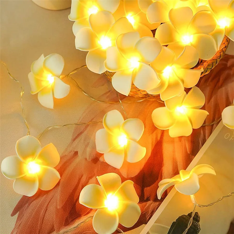 Christmas Decoration 6M 40LEDs Simulation Egg Flower String Lights Battery Powered Creative Garland Party Wedding Fairy Lights 6 pieces pink artificial cherry blossom rattan vine wreath garland flower plant simulation plastic party wedding decoration