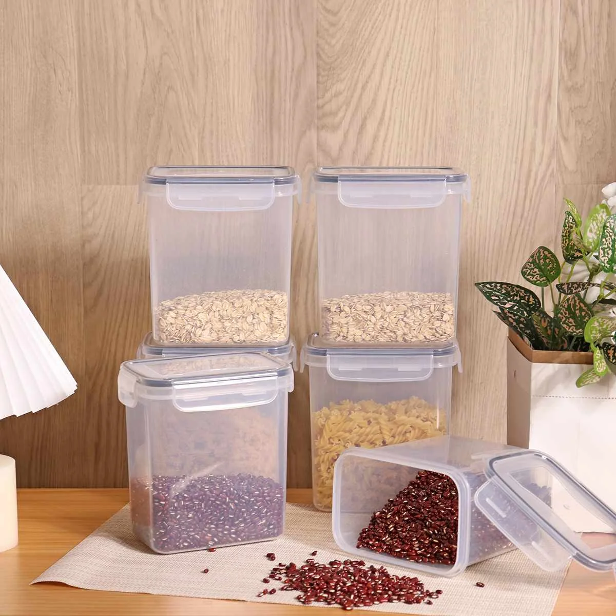 6pcs Airtight Food Storage Containers 54oz/1.6L Plastic Kitchen Pantry  Container