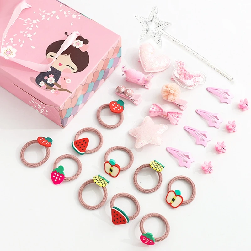 

Baby Hairpin Clip Cute Girl Tie Hair Rubber Band Girl Headdress Children Hairpin Headdress Gift Set A