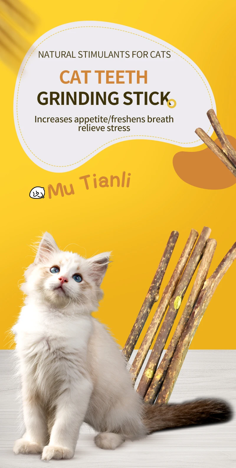 Natural Catnip Pet Cat Molar Toothpaste Stick Pet Cat Molar Toothpaste Stick Fruit Matatabi Cat Snacks Sticks Pet Cleaning Teeth