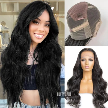 LUFFYHAIR parrucche piene del merletto dei capelli umani pre pizzicate per le donne parrucche piene del merletto dei capelli brasiliani di Remy ondulate trasparenti HD