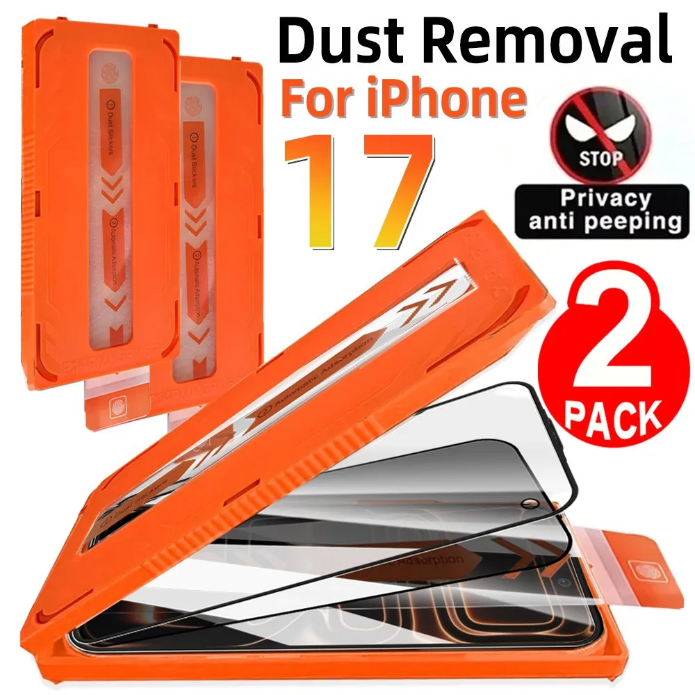 Pour IPhone 17 ProMax/17 Pro/17 dépoussiérage d'air facile à installer verre trempé confidentialité Anti-espion/HD Film de protection d'écran transparent