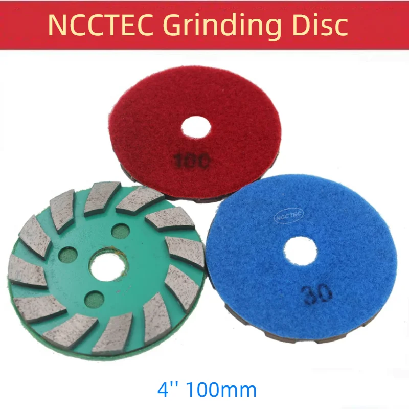 3pcs Klindex 4'' Inches Diamond Metal Bond Grinding Cutting Wheel Disc Pad 100mm C20-C35 Concrete Granite Polishing Flat Plate