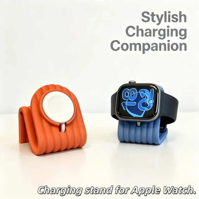 Station de charge pour Apple Watch au design minimaliste ondulé, compatible avec les séries Apple Watch 11/10/9/8/7/6/5/4/SE 1