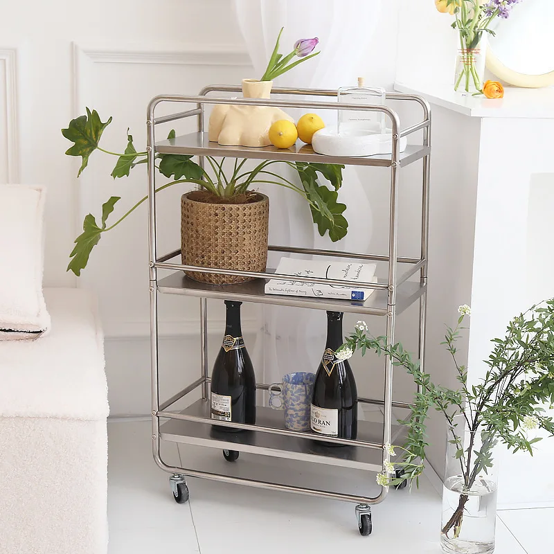 

Household Items Multi-purpose Trolley With Wheels Bathroom Supplies Shelf Kitchen Carts Stainless Steel Shelves It Can Move