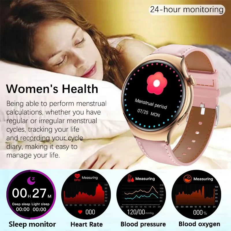 2026New GPS NFC Bluetooth Call Smartwatch Women Watch 4 mini Sport Track Heart Rate Pressure Monitoring Health Smartwatch Ladies 6