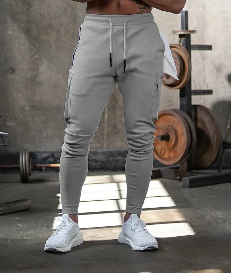Sweatpants Men's Gym Fitness New Pants Men's Running Jogging Training Tight Sports Cargo Pants Pocket Decoration 2