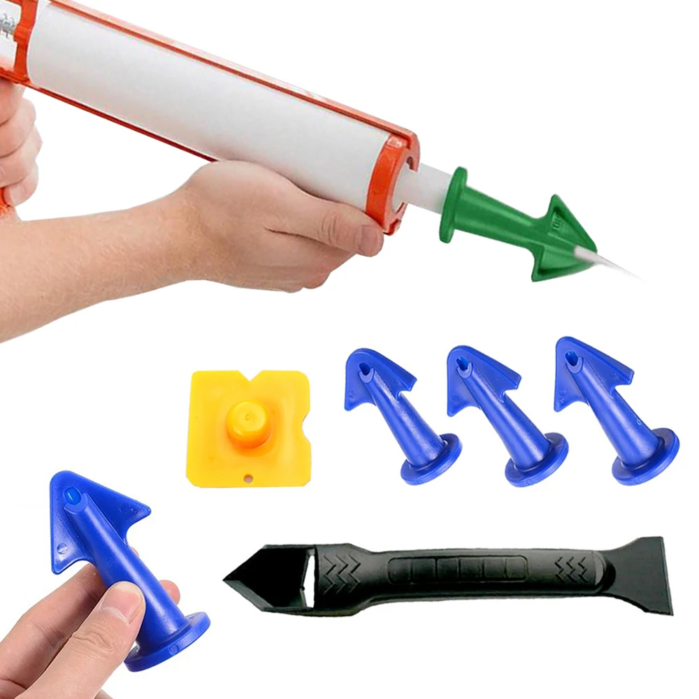 5PcCaulkingNozzleApplicatorFinishingToolSpatulaPlasticGlueShovelTileBrickJoints