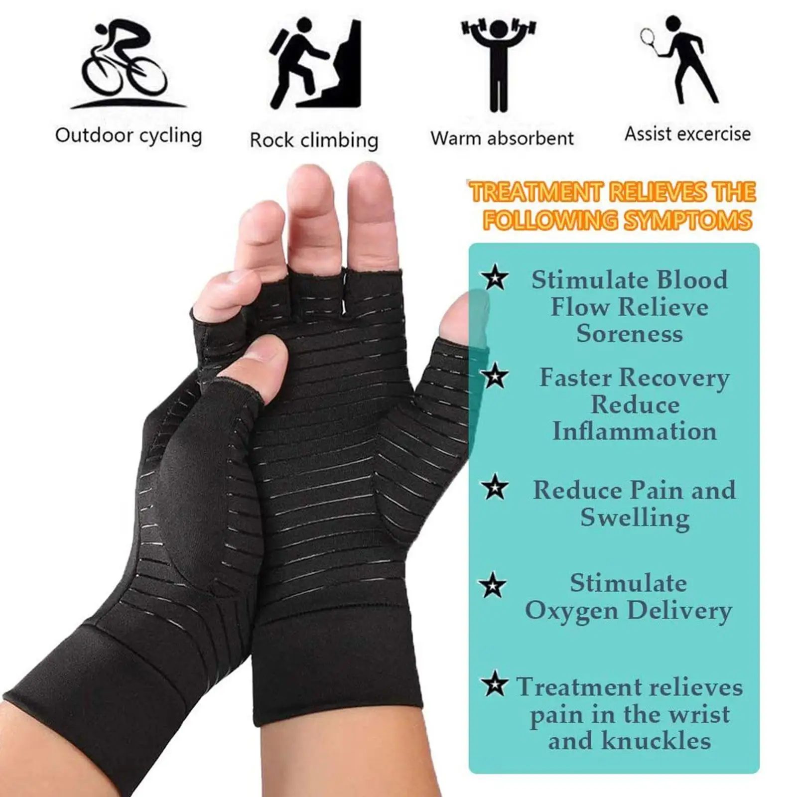 Women Men Arthritis Compression Gloves Fingerless Arthritis Relief