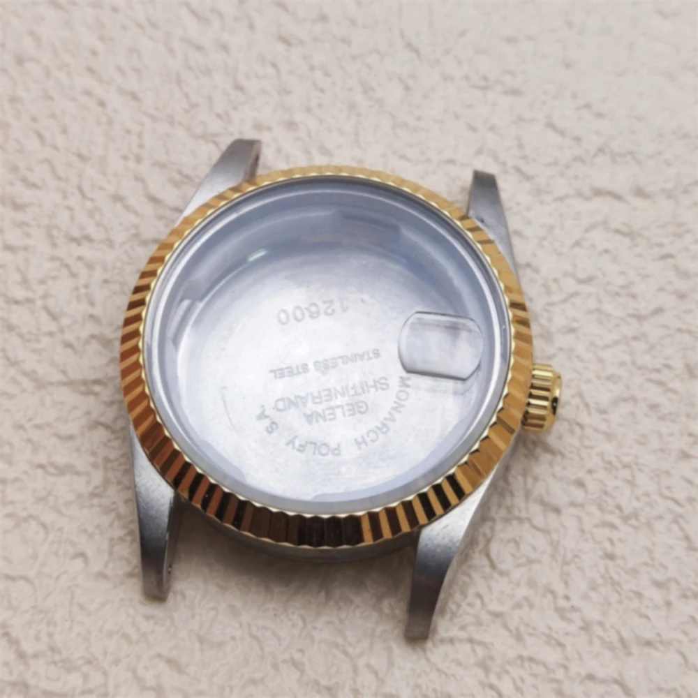 삼각대 36mm 12600 케이스 스틸 투스 베젤 HILEGU HL00101493 날짜 표시 케이스 호환 2824 2834 8200 무브먼트 방수 가스켓 없음 삼각대