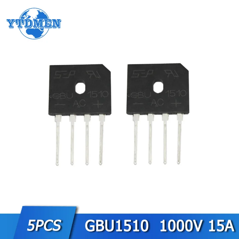 다이오드 브리지 정류기 유리 패시브 전자 부품, GBU1510, 15Amp, 1000 볼트, 5 개 