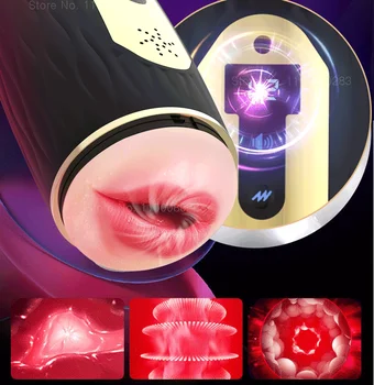 Lifelike Male Blowjob Masturbator Vagina Vibrator Sucking Aircraft Cup Sex Machine Pocket Pusssy Pronunciation Adult For Man Toy 5