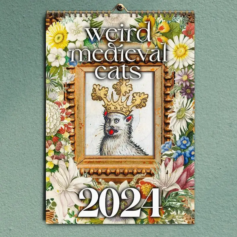 

Weird Medieval Cats Calendar 2024 Decorative Hangable Fun Monthly Calendar With Cat Pictures Room Art Decorations For Home