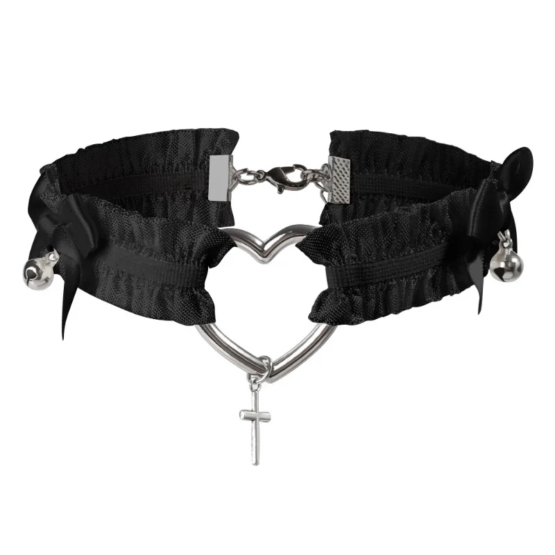 2023 Original Gothic Lace Women's Punk Thigh Neckband Nightclub JK Style Bow Love Bells Leg Ring BMSM Collar_voghion.com