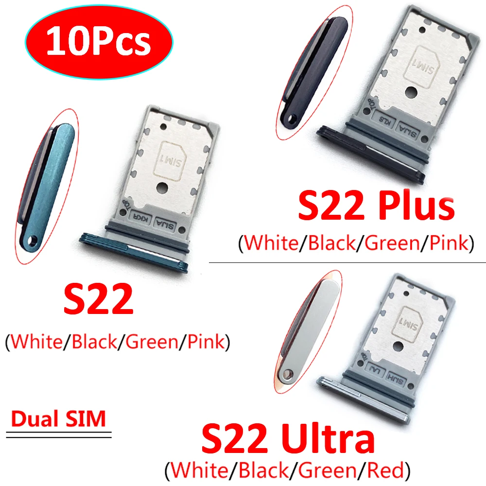 10 Pz/Lotto, Originale Sim Dual Card Micro Sd Card Vassoio Presa Slot Adapter Reader Con Pin Per Samsung S22 Plus Ultra