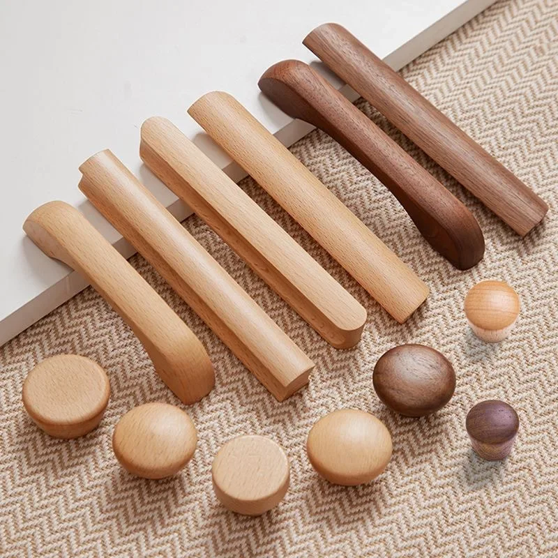 Furniture Handles Cabinet Door Wooden Handle Cabinet Wardrobe Door Handle Bow Shaped Beech Walnut Drawer Wooden