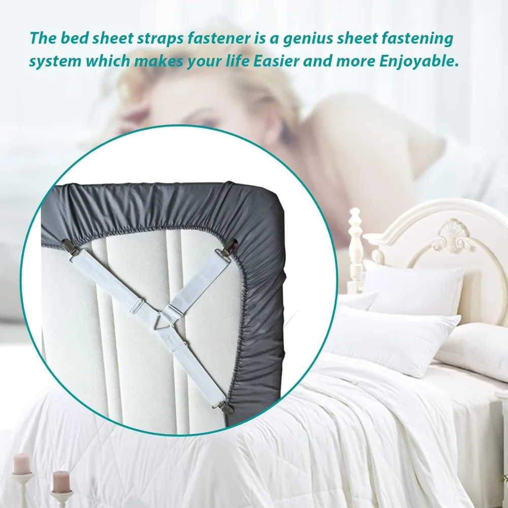 Sheet Straps Sheet Holders Sheet Buckles-Elastic Adjustable Sheet Holders for Wrinkled Sheets