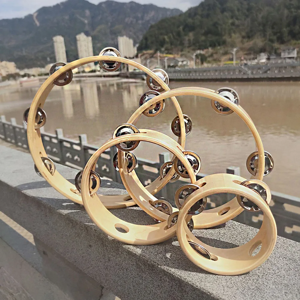 Hand Held Wood Headless Tambourine Percussion Hand Drums Toys 4in 6in 8in 10in Musical Instruments Accessories 1pc