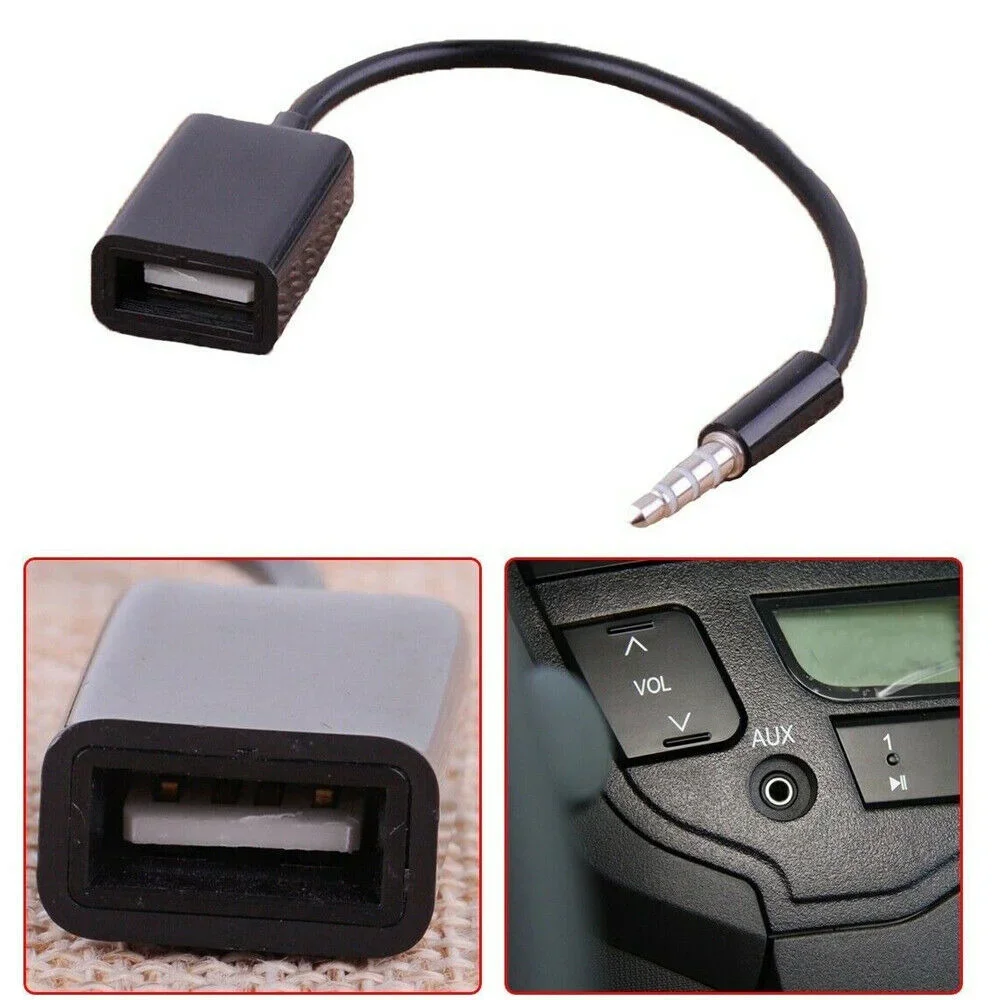 1x Universal Car Styling 3.5mm Male AUX Audio Plug Jack To USB 2.0 Female Converter Cord Cable Car MP3 Accessories 2 Colours