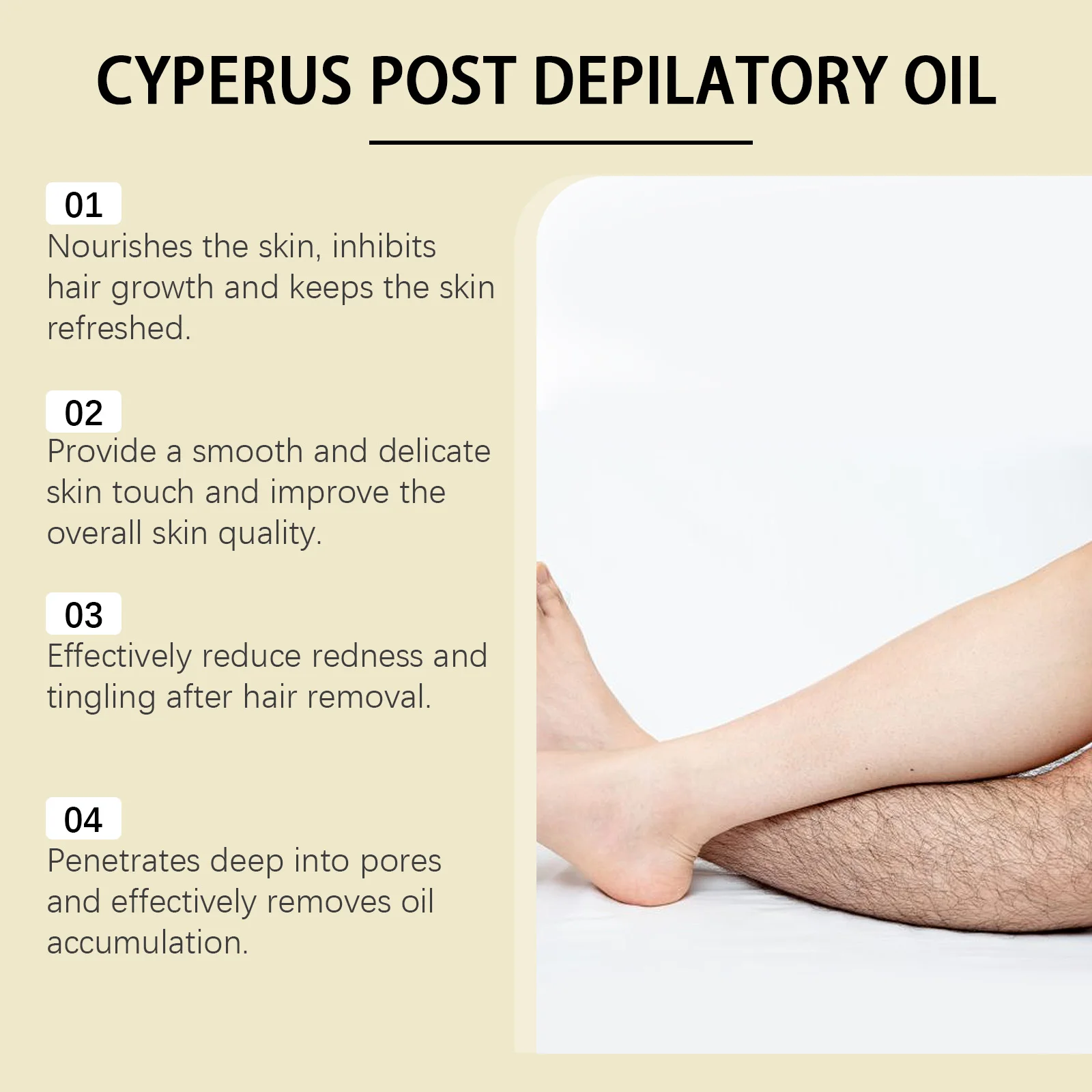 Post Hair Removal Oil - Moisturizing Skin Care Oil With Cyperus Extract For Smooth Hydrated Skin After Depilation