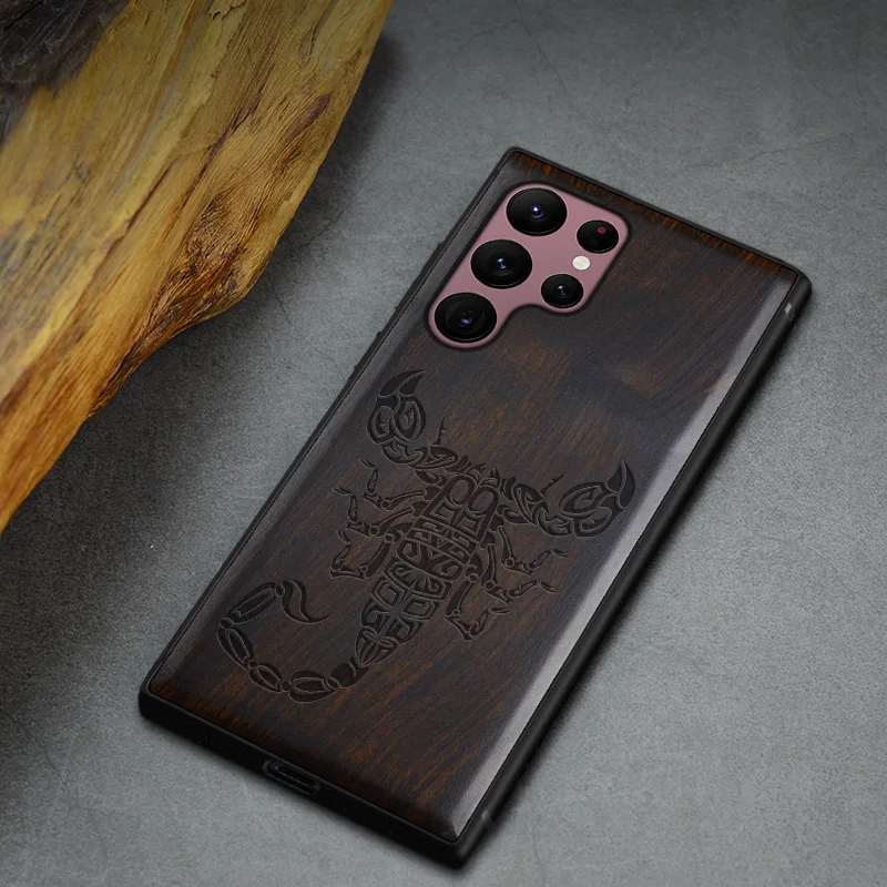 Elewood For Samsung Galaxy S22 Ultra Plus Wood Case Carved Wooden Cover Shell Thin Accessories Original Luxury Cases |