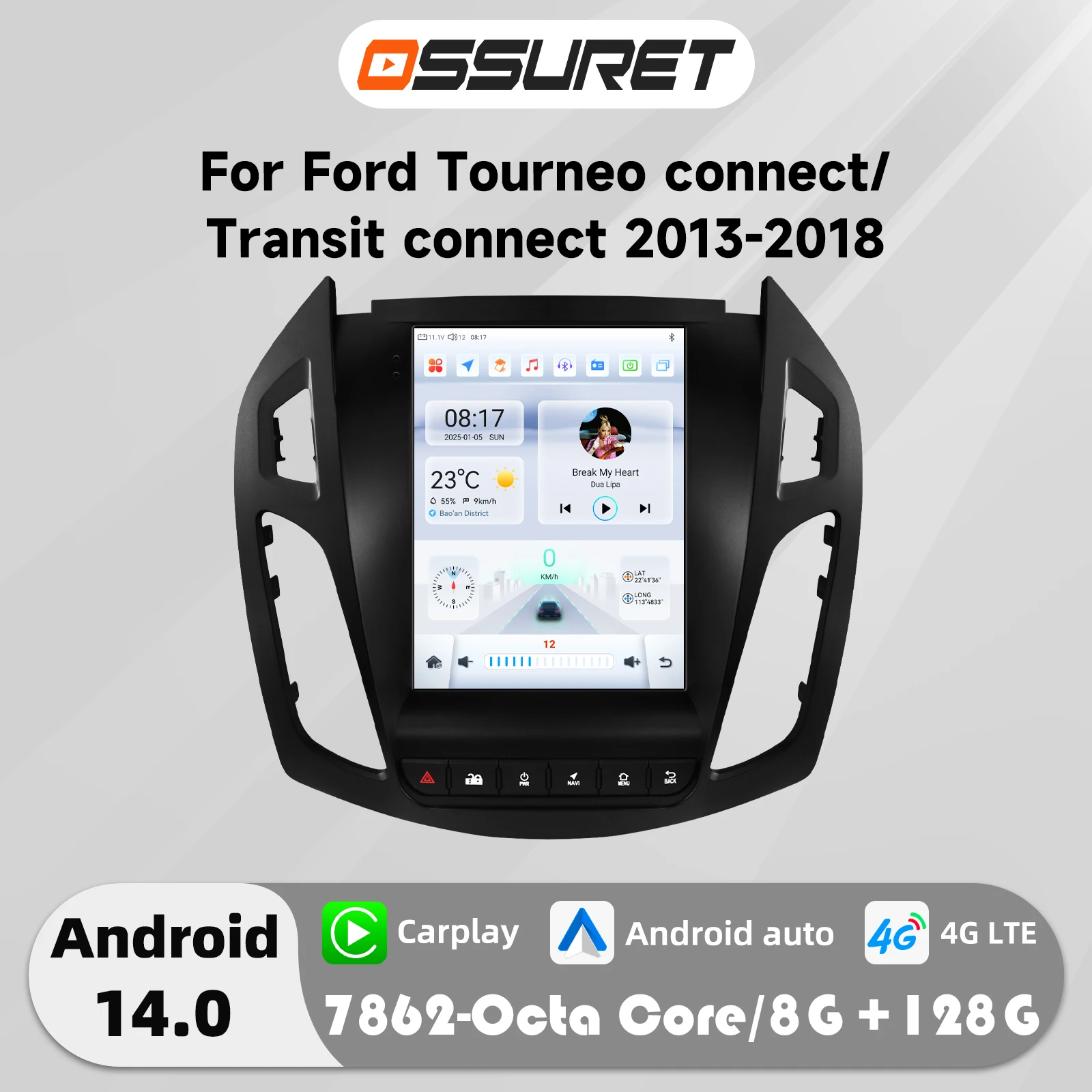 9,7 "Carplay android auto Auto radio für FORD Transit/Tourneo Connect 2013-2018 multimedia-player GPS navi Stereo 2DIN SWC Bildschirm
