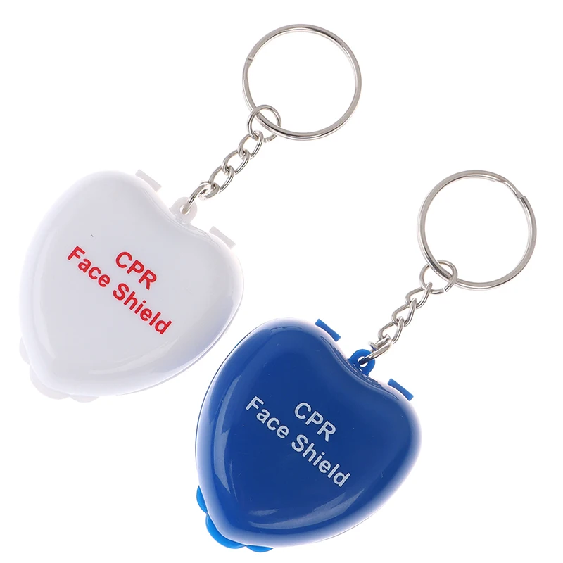 1PC Protect CPR Mask Mouth KeyChain Rescue In Heart Box Face Mask First Aid