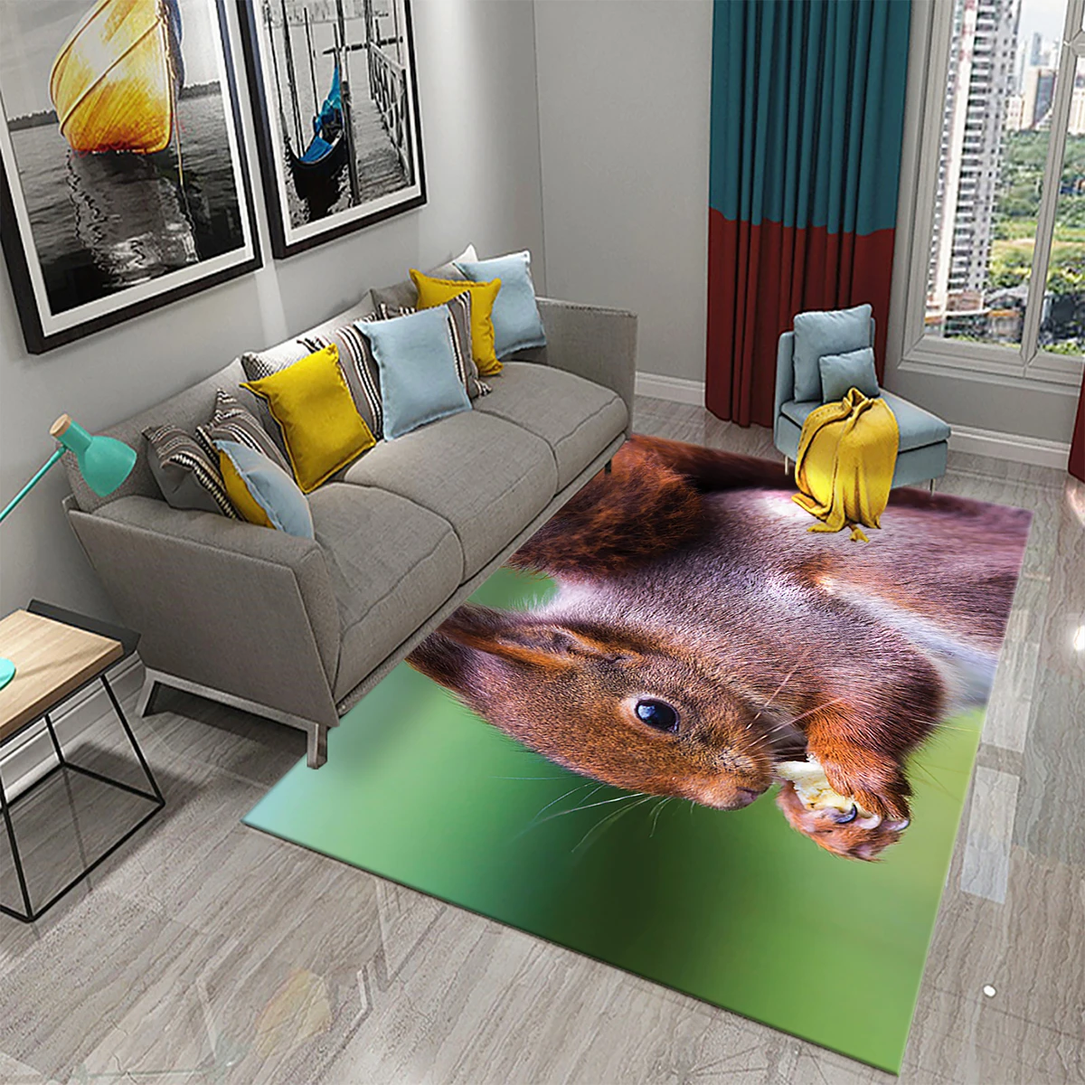Squirrel Carpet for Living Room Bedroom Area Rugs Bathroom Non Slip Comfort Mat Floor Carpet Home Decor for Kids Festival Gifts
