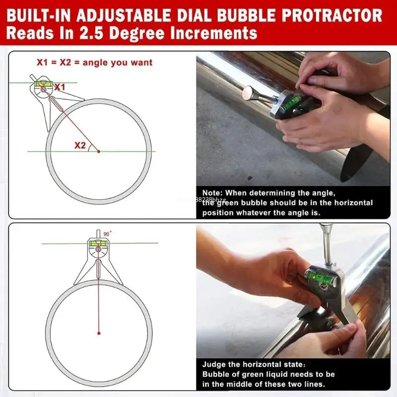 Manual Pipe Center Finder Tool Plumbing Contractor Welding Bubble Leveler Measure Pipes 0.5" and Up 4" Y-Type