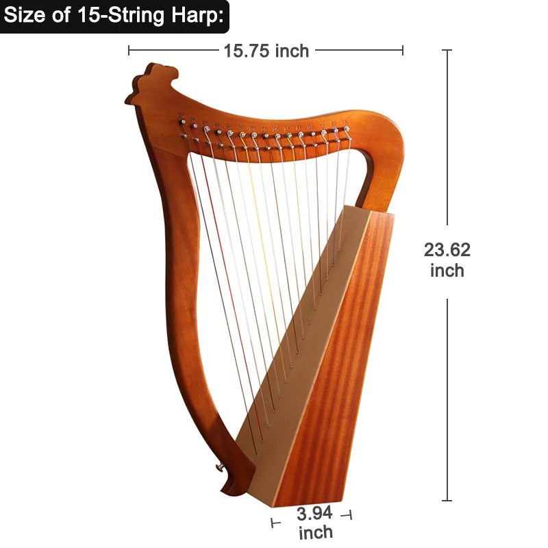 15 19 String Lyre Harp Piano Solid Wooden Portable Musical Instrument High Quality Stringed Instrument Tuning Wrench harp musical instrument