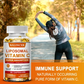 Liposomal Vitamin C Capsules - Promotes Collagen Production, Supports Skin, Immune Health, Powerful Antioxidant