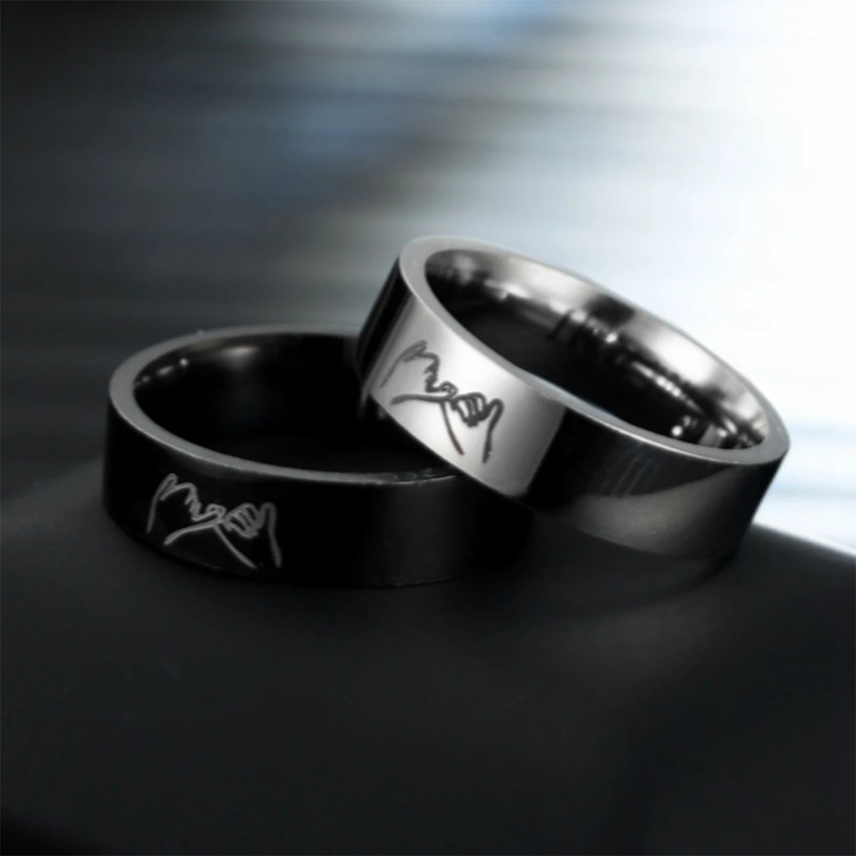 Fashion Titanium Steel Couple Rings With Letters I LOVE YOU Inside Jewelry Gifts For Love Couples Black And White Two Styles 6