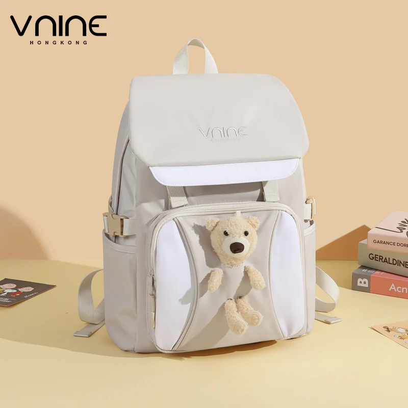 VNINE backpack for female students, fashionable, lightweight, large capacity commuting travel computer backpack