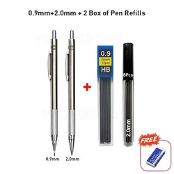 Premium Full Metal Mechanical Pencil for Sketching and Drawing (0.9 2.0mm Set)