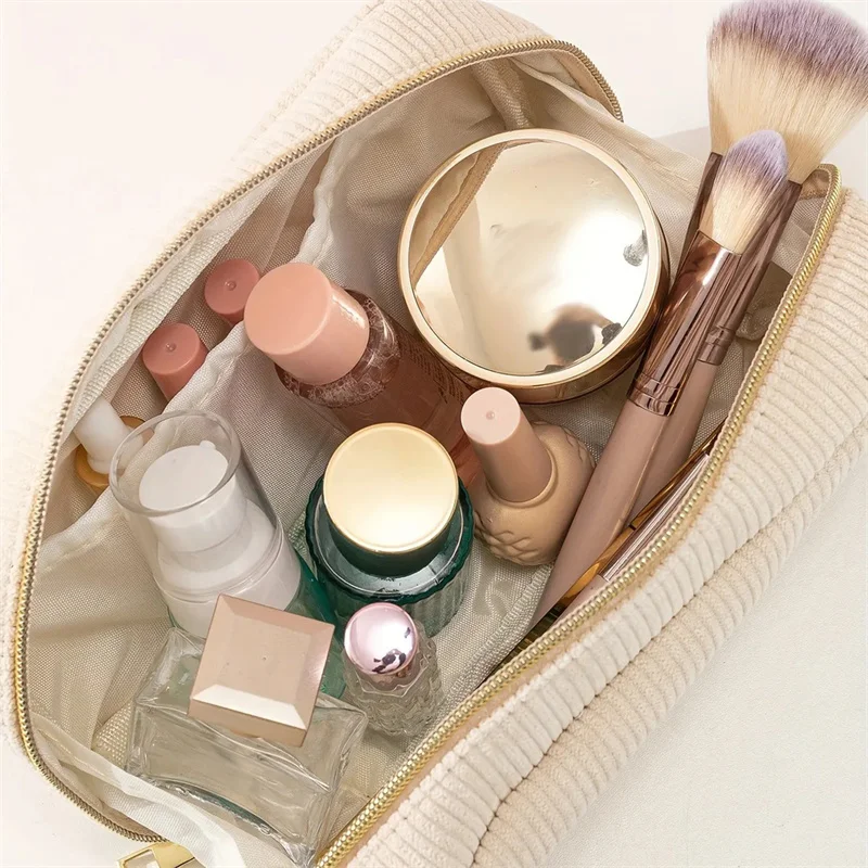OZAOZ Kosmetiktasche Aus Cord – Faltbare Make-up-Tasche Für Damen, Rosa, 20x10x5 Cm