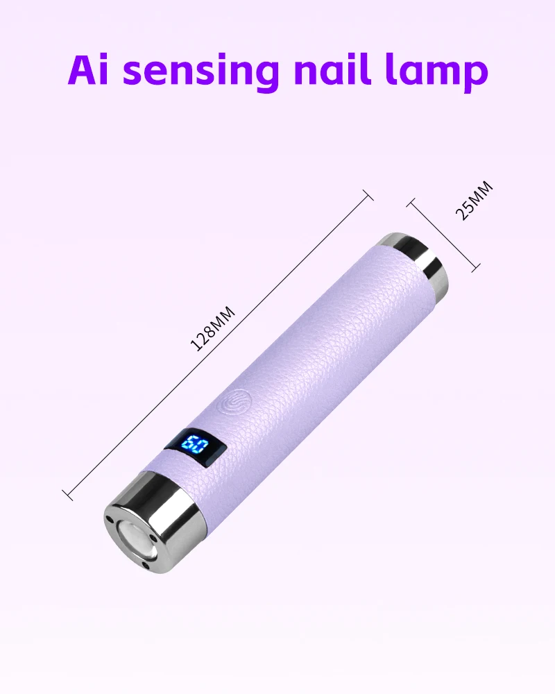 AI 스마트 센서 LED 플라스틱 미니 네일 램프 휴대용 충전식 핸드헬드 자동 화면 디스플레이 소형 UV 램프