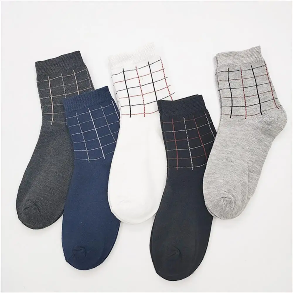 

5/3 Pairs Men's Striped Print Socks Autumn And Winter Standard Thickened Warm Casual Sport Stocking Solid Color Cotton Socks