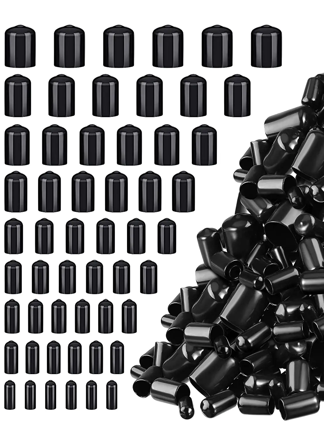 5/10/25/50PCS  Round Rubber End Caps 3-25mm Black Vinyl Cover Screw Thread Protectors Assortment Kit
