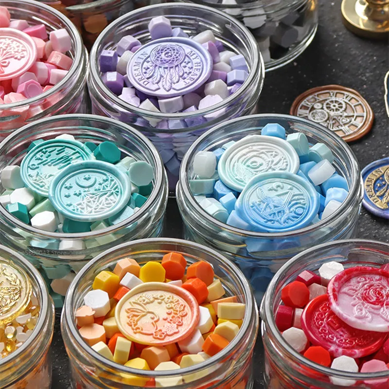 Mix Color Wax Beads 100pcs/Bag Macaron Color Octagon Seal Stamps Vintage Wax Seal for Envelope Wedding Invitations DIY Supplies
