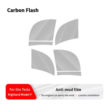 Pellicola Protettiva Triangolare in Carbonio per Portiere Auto Tesla Model Y 2021-2025, Adesivo Trasparente in TPU Anti-Fango