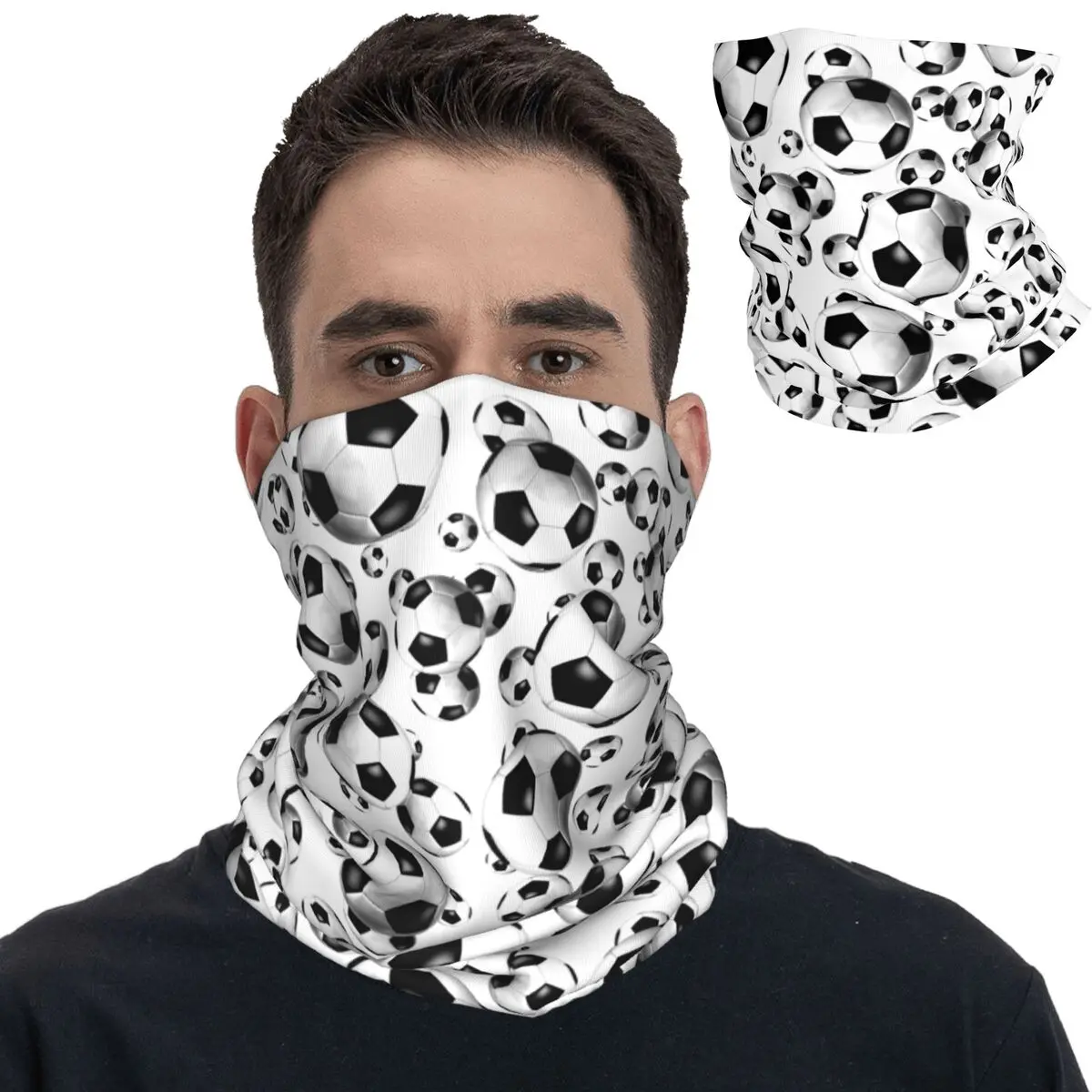 

3D Soccer Ball Football Sports Bandana Neck Gaiter Printed Balaclavas Magic Scarf Multifunctional Headband for Men Women Adult