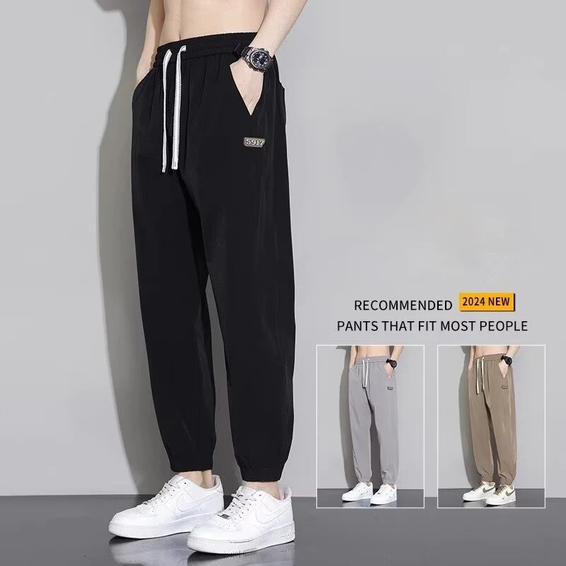 الخريف الرجال يزين السراويل المستقيمة الرباط الرياضة اللياقة البدنية عداء ببطء بنطلون  جديد Y2K الشارع الشهير فضفاض Sweatpants