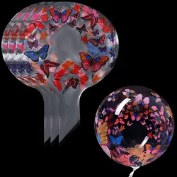 5pcs Butterfly Printing Transparent Bobo Bubble Balloons Girls Wedding Birthday Party Decoration