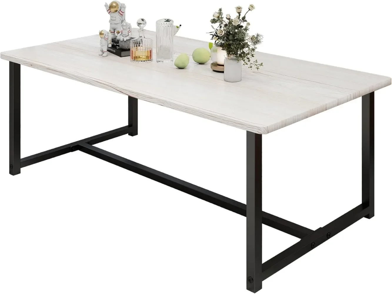 Industrial Coffee Table with Rectangle Wood and Stable Metal Frames, Living Room Table, Office, Teak Oak/Black, Easy Assembly 4