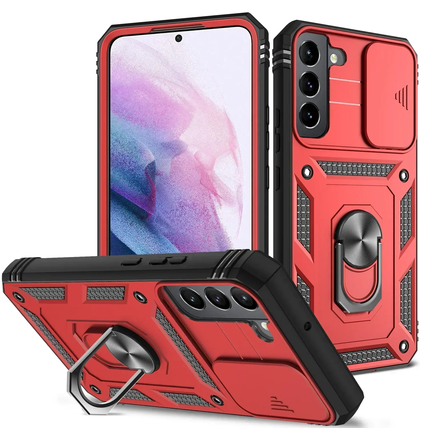 Heavy Duty Shockproof Case with 360° Rotating Kickstand and Camera Protection