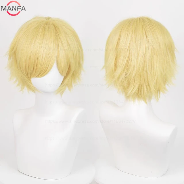 Anime 30cm Short Straight Cosplay Wig Black White Green Brown Purple Blue Gray Red Gold Man Women Heat Resistant Synthetic Hair 2